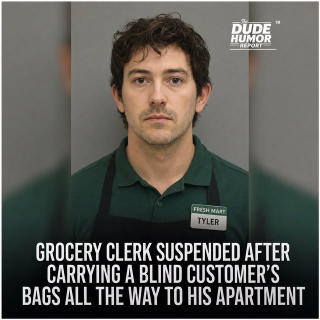 GROCERY CLERK SUSPENDED AFTER HELPING BLIND CUSTOMER CARRY GROCERIES HOME
