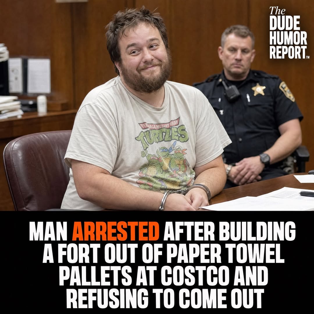MAN ARRESTED AFTER BUILDING A FORT OUT OF PAPER TOWEL PALLETS AT COSTCO AND REFUSING TO COME OUT