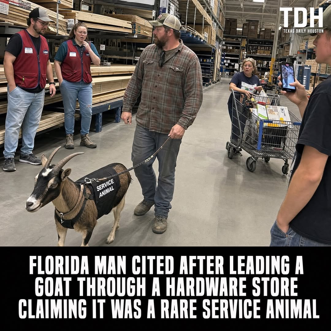 FLORIDA MAN CITED AFTER LEADING A GOAT THROUGH A HARDWARE STORE, CLAIMING IT WAS A RARE SERVICE ANIMAL