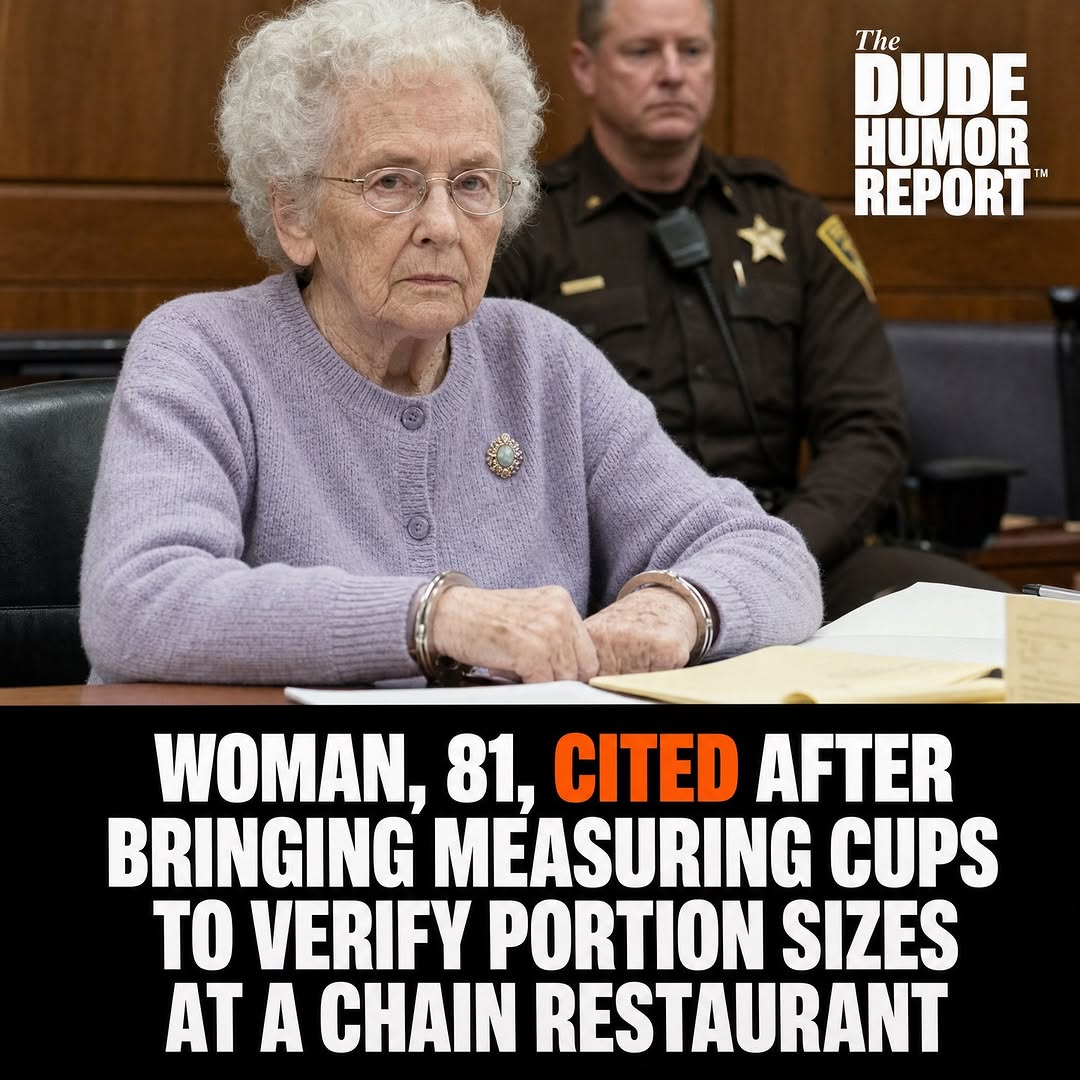 WOMAN, 81, CITED AFTER BRINGING MEASURING CUPS TO VERIFY PORTION SIZES AT A CHAIN RESTAURANT