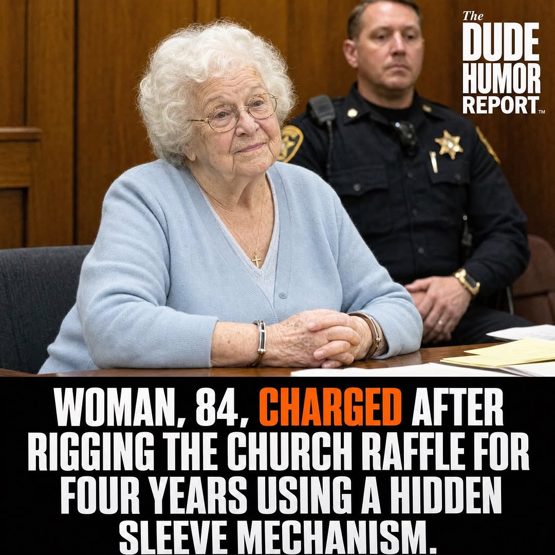 WOMAN, 84, CHARGED AFTER RIGGING THE CHURCH RAFFLE FOR FOUR YEARS USING A HIDDEN SLEEVE MECHANISM