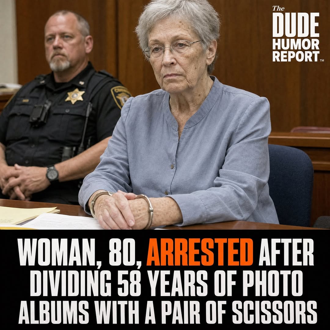 WOMAN, 80, ARRESTED AFTER DIVIDING 58 YEARS OF PHOTO ALBUMS WITH A PAIR OF SCISSORS