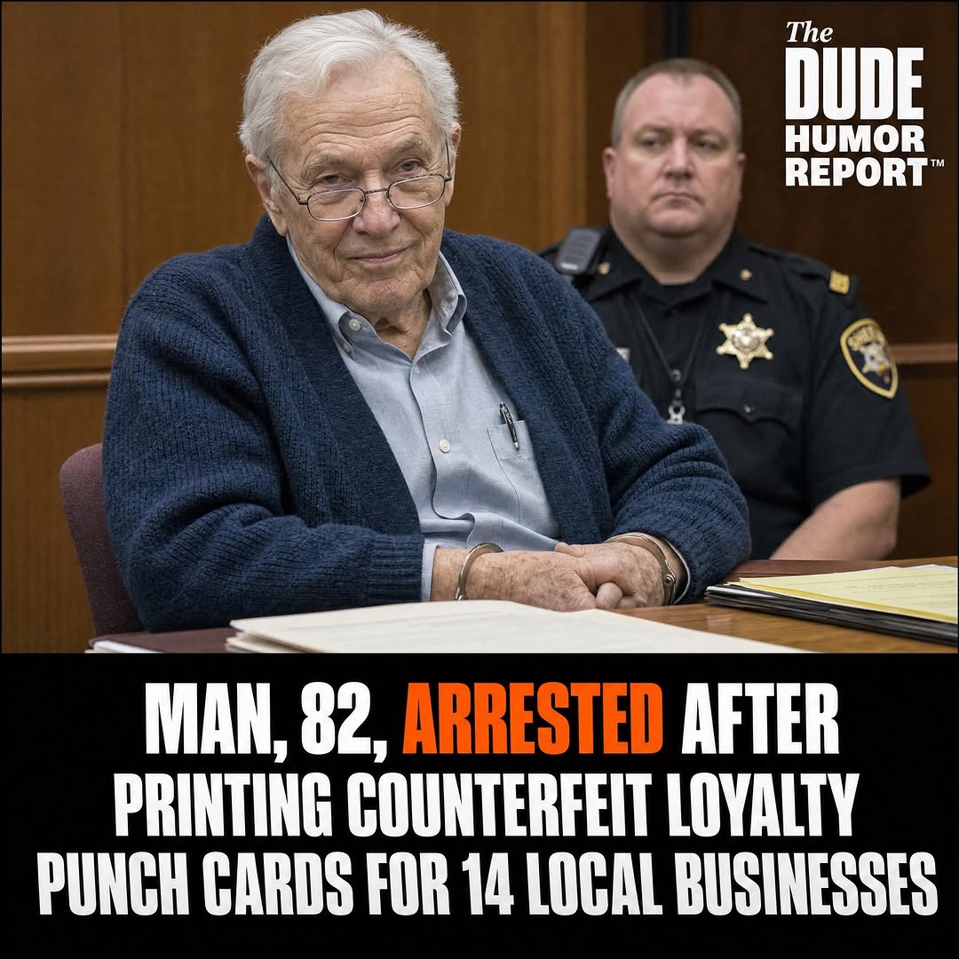 MAN, 82, ARRESTED AFTER PRINTING COUNTERFEIT LOYALTY PUNCH CARDS FOR 14 LOCAL BUSINESSES