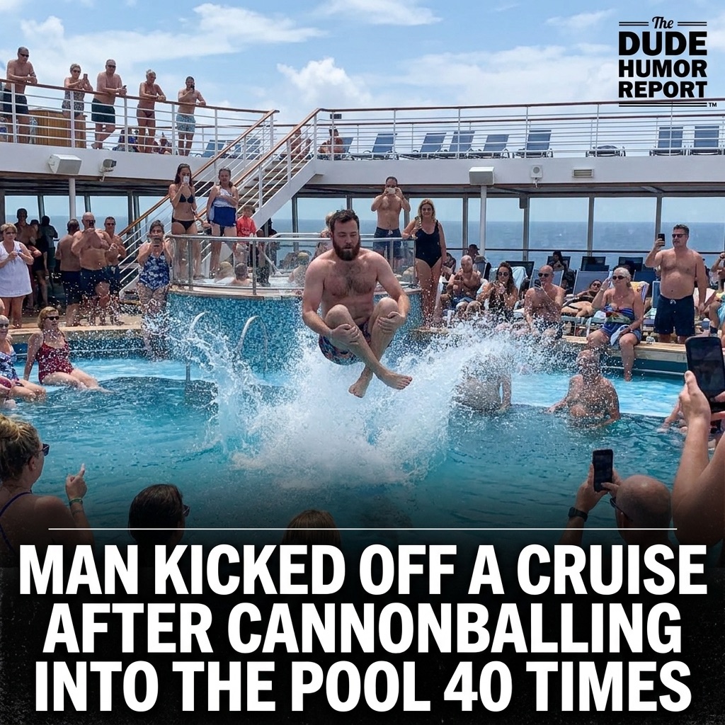 MAN KICKED OFF A CRUISE AFTER CANNONBALLING INTO THE POOL 40 TIMES