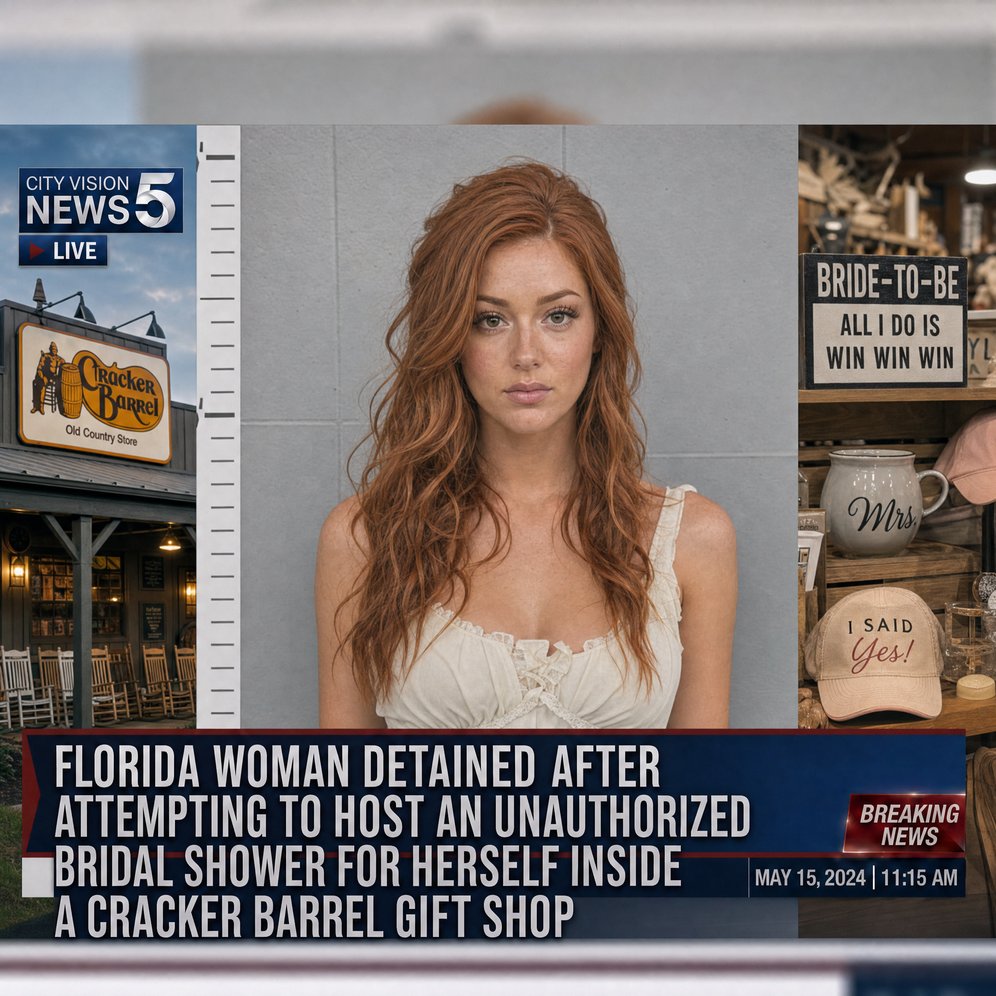 FLORIDA WOMAN DETAINED AFTER ALLEGEDLY HOSTING HER OWN “SURPRISE BRIDAL SHOWER” INSIDE CRACKER BARREL GIFT SHOP