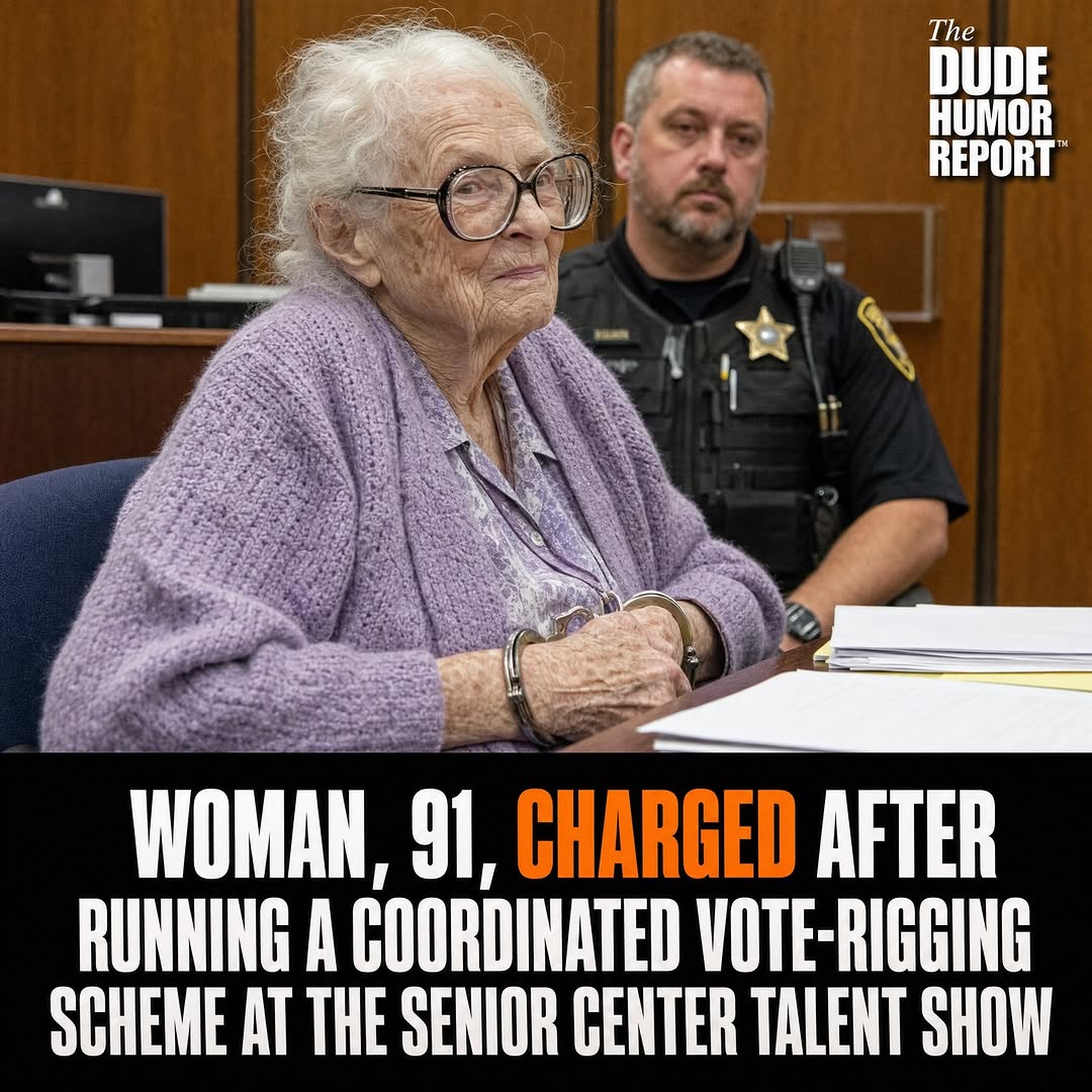 WOMAN, 91, CHARGED AFTER RUNNING A COORDINATED VOTE-RIGGING SCHEME AT THE SENIOR CENTER TALENT SHOW