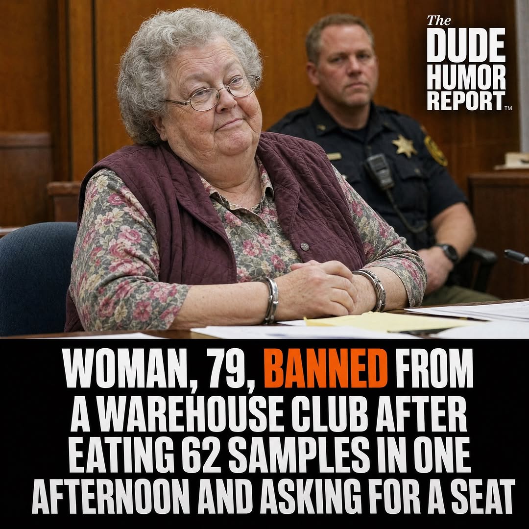 WOMAN, 79, BANNED FROM A WAREHOUSE CLUB AFTER EATING 62 SAMPLES IN ONE AFTERNOON AND ASKING FOR A SEAT