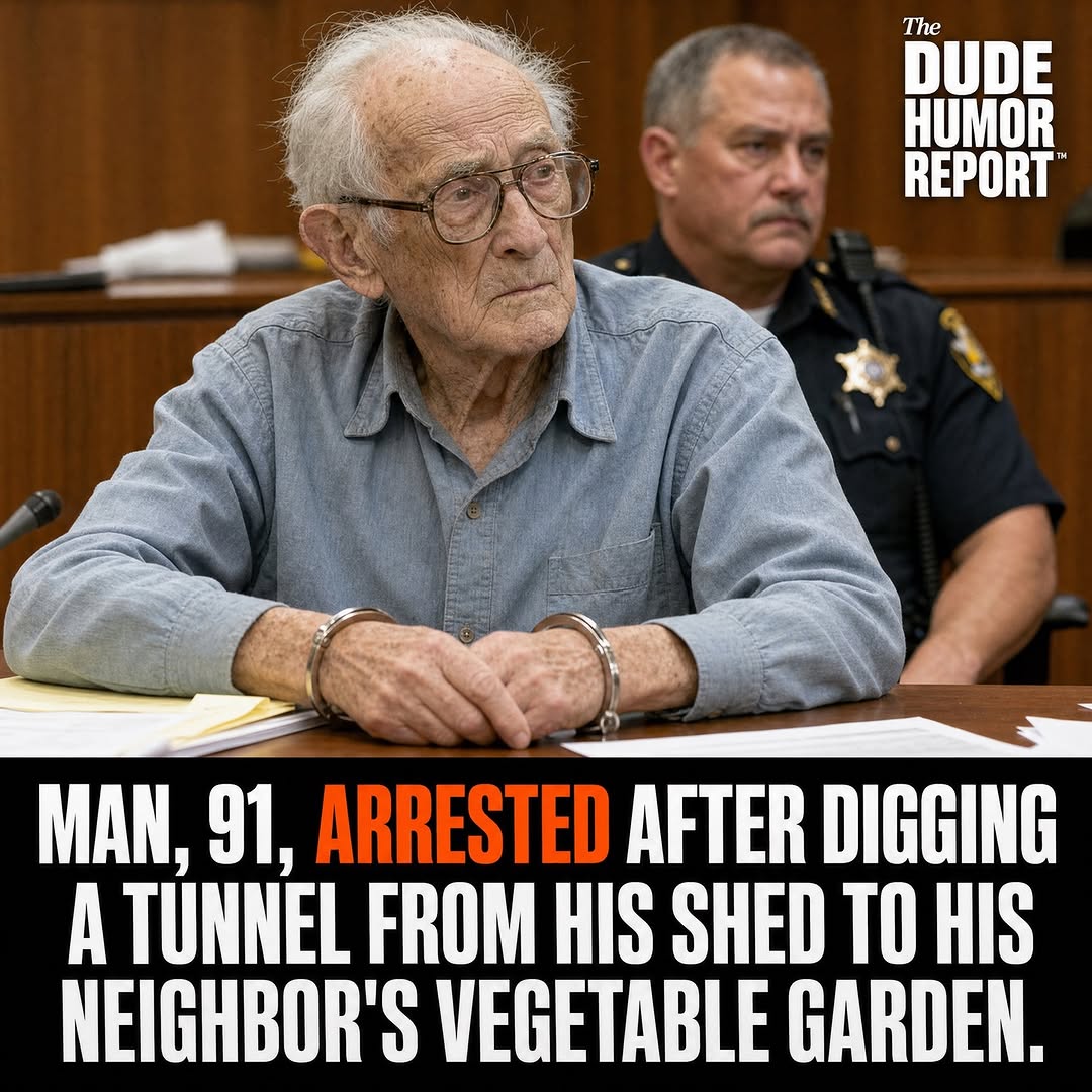 MAN, 91, ARRESTED AFTER DIGGING A TUNNEL FROM HIS SHED TO HIS NEIGHBOR'S VEGETABLE GARDEN