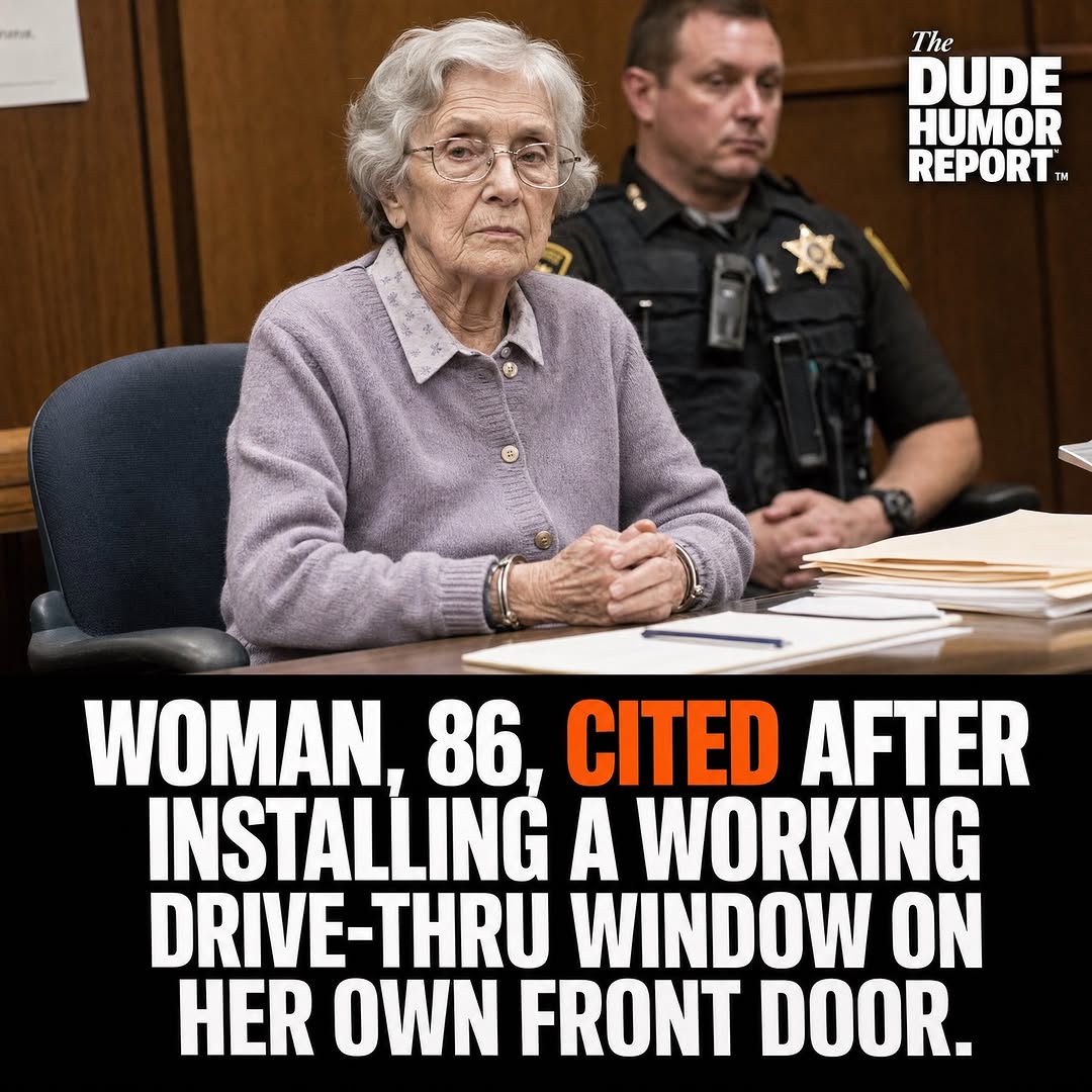 WOMAN, 86, CITED AFTER INSTALLING A WORKING DRIVE-THRU WINDOW ON HER OWN FRONT DOOR