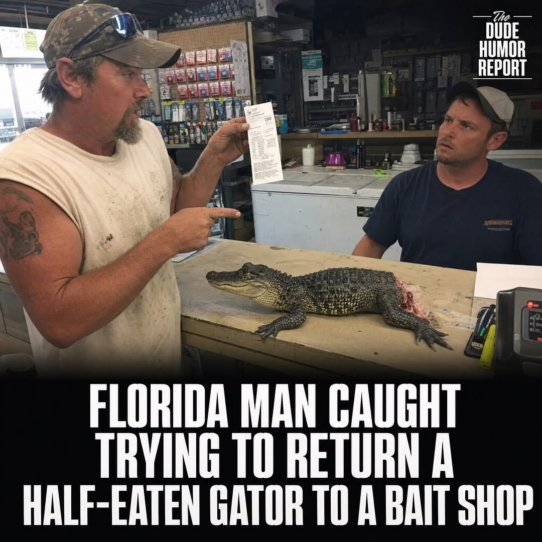 FLORIDA MAN CAUGHT TRYING TO RETURN A HALF-EATEN GATOR TO A BAIT SHOP