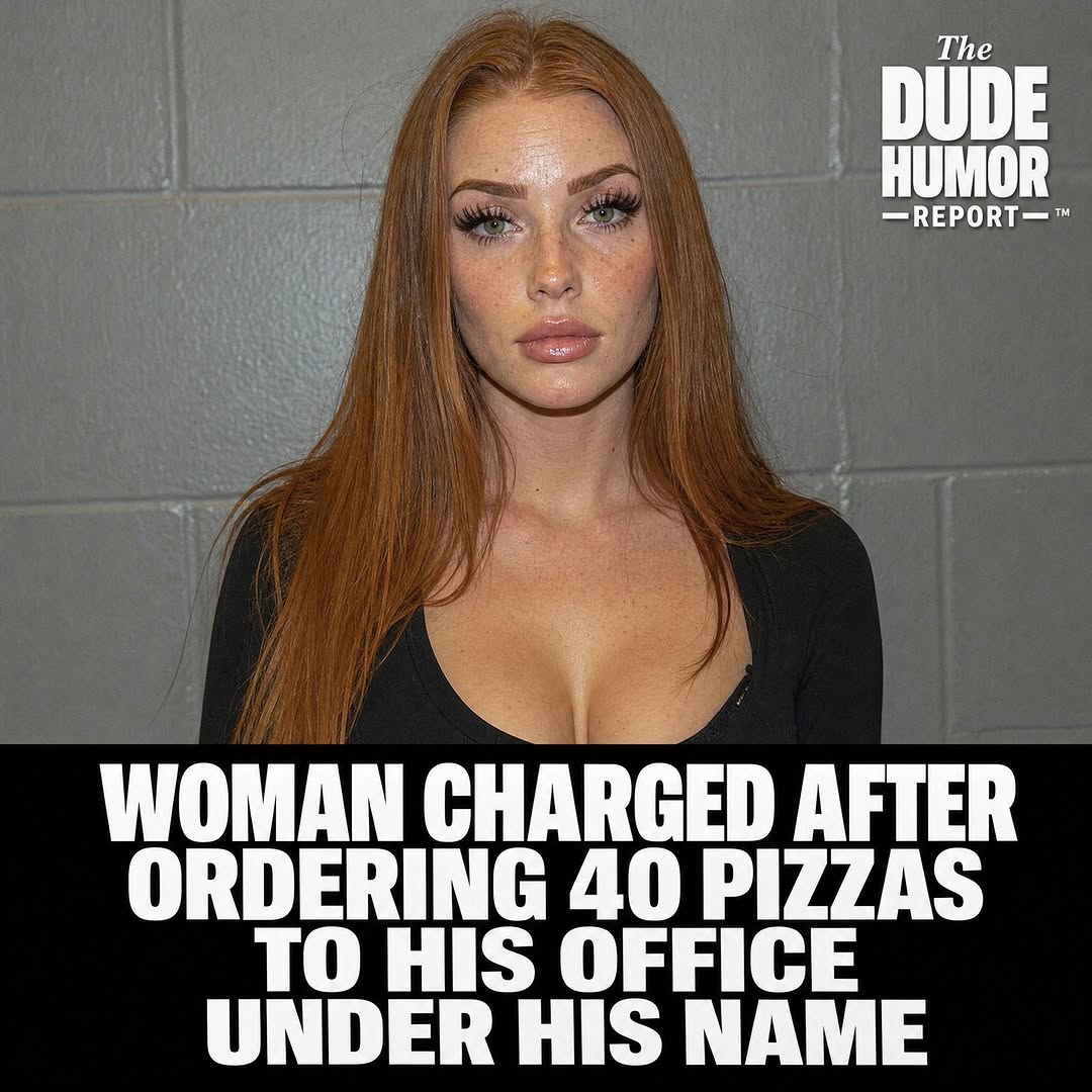 WOMAN CHARGED AFTER ORDERING 40 PIZZAS TO HIS OFFICE UNDER HIS NAME