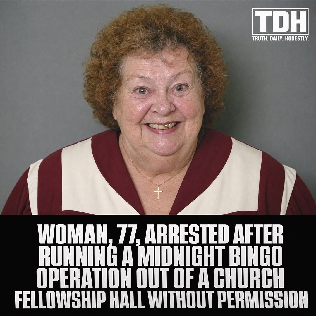 WOMAN, 77, ARRESTED AFTER RUNNING A MIDNIGHT BINGO OPERATION OUT OF A CHURCH FELLOWSHIP HALL WITHOUT PERMISSION
