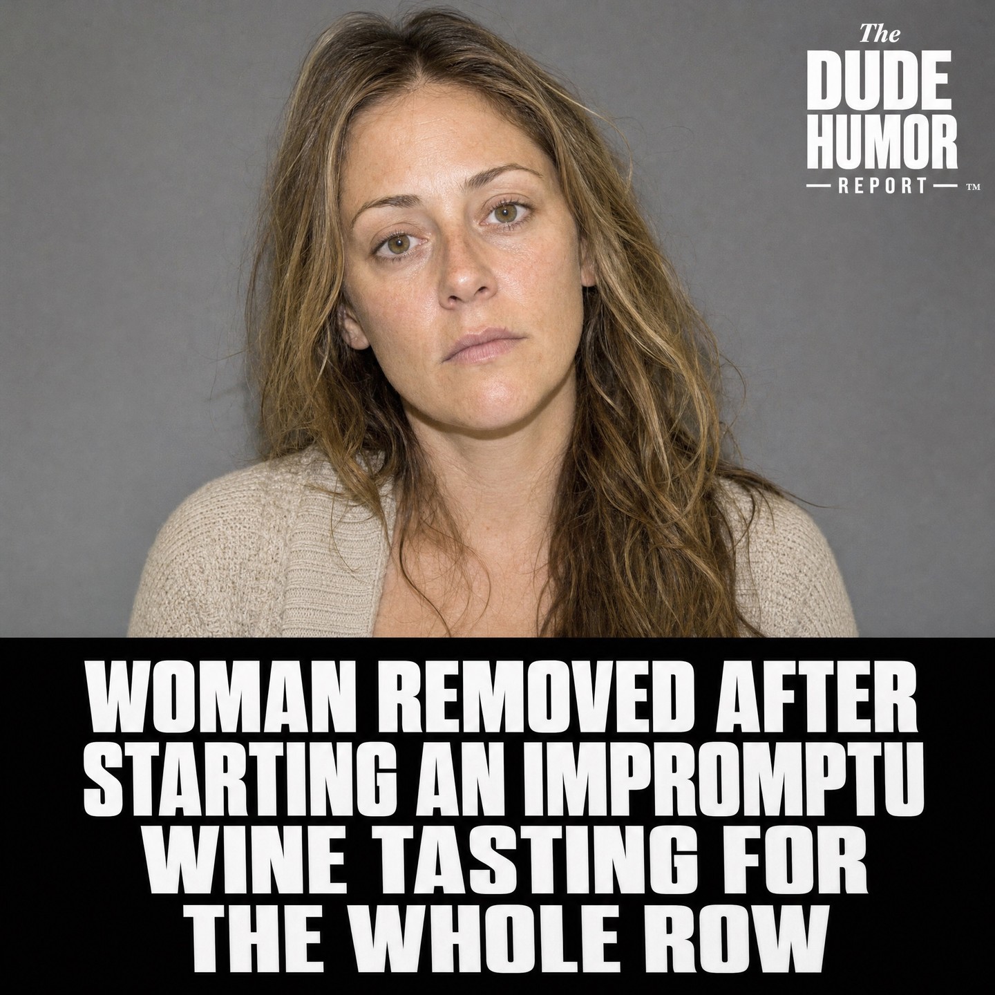 WOMAN REMOVED AFTER STARTING AN IMPROMPTU WINE TASTING FOR THE WHOLE ROW