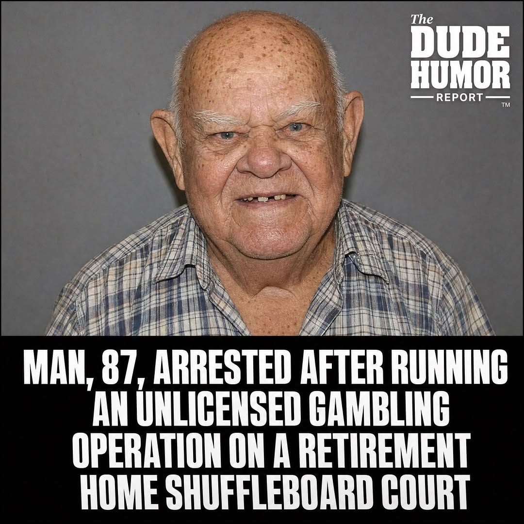 MAN, 87, ARRESTED AFTER RUNNING AN UNLICENSED GAMBLING OPERATION ON A RETIREMENT HOME SHUFFLEBOARD COURT