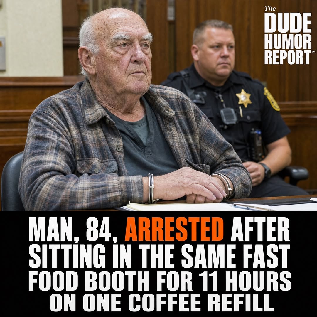 MAN, 84, ARRESTED AFTER SITTING IN THE SAME FAST FOOD BOOTH FOR 11 HOURS ON ONE COFFEE REFILL