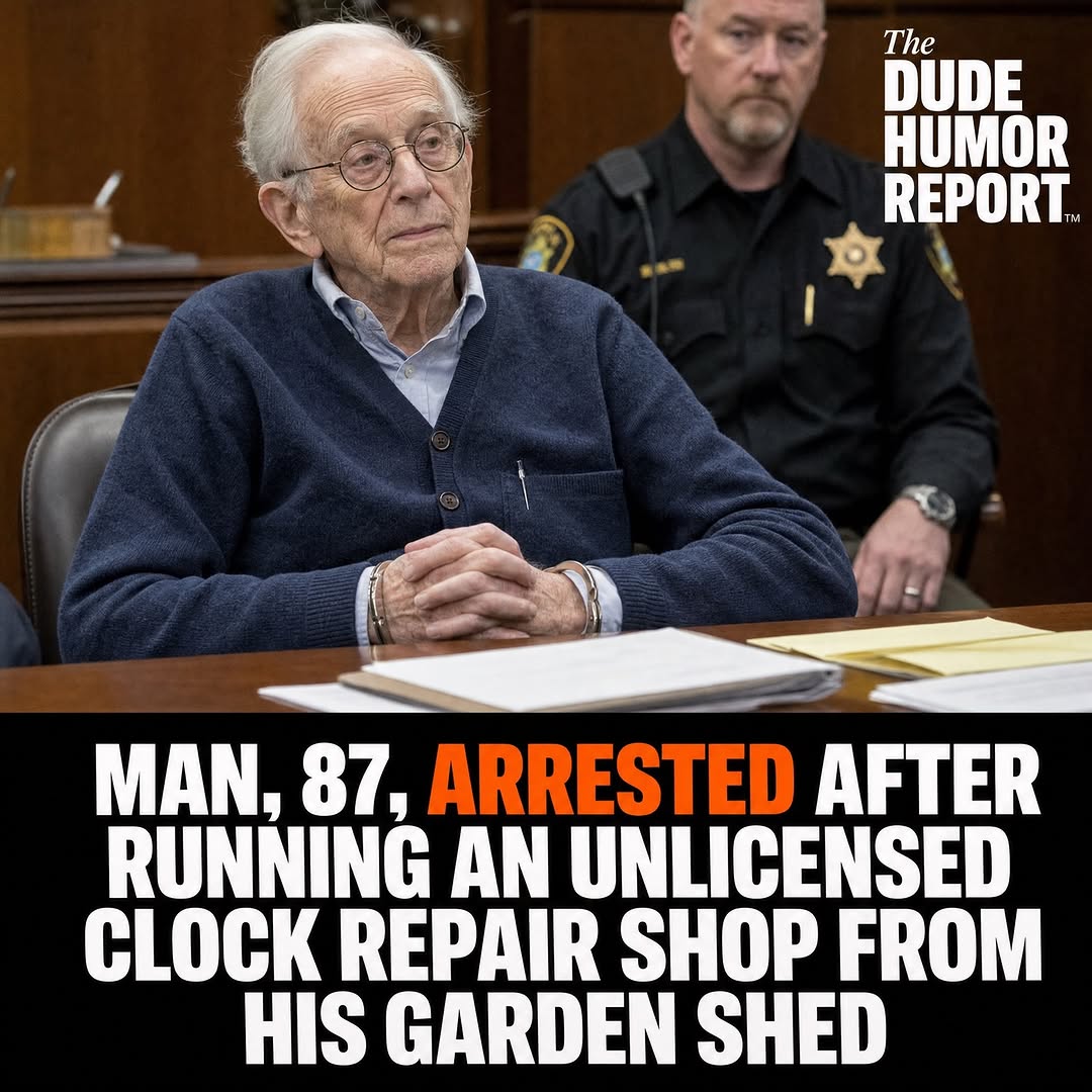 MAN, 87, ARRESTED AFTER RUNNING AN UNLICENSED CLOCK REPAIR SHOP FROM HIS GARDEN SHED