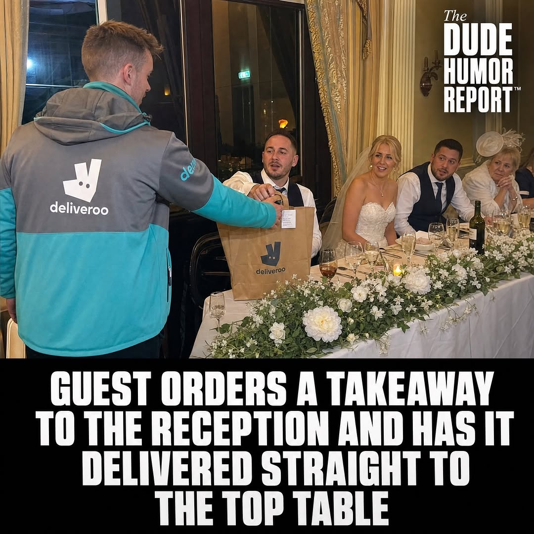 GUEST ORDERS A TAKEAWAY TO THE RECEPTION AND HAS IT DELIVERED STRAIGHT TO THE TOP TABLE