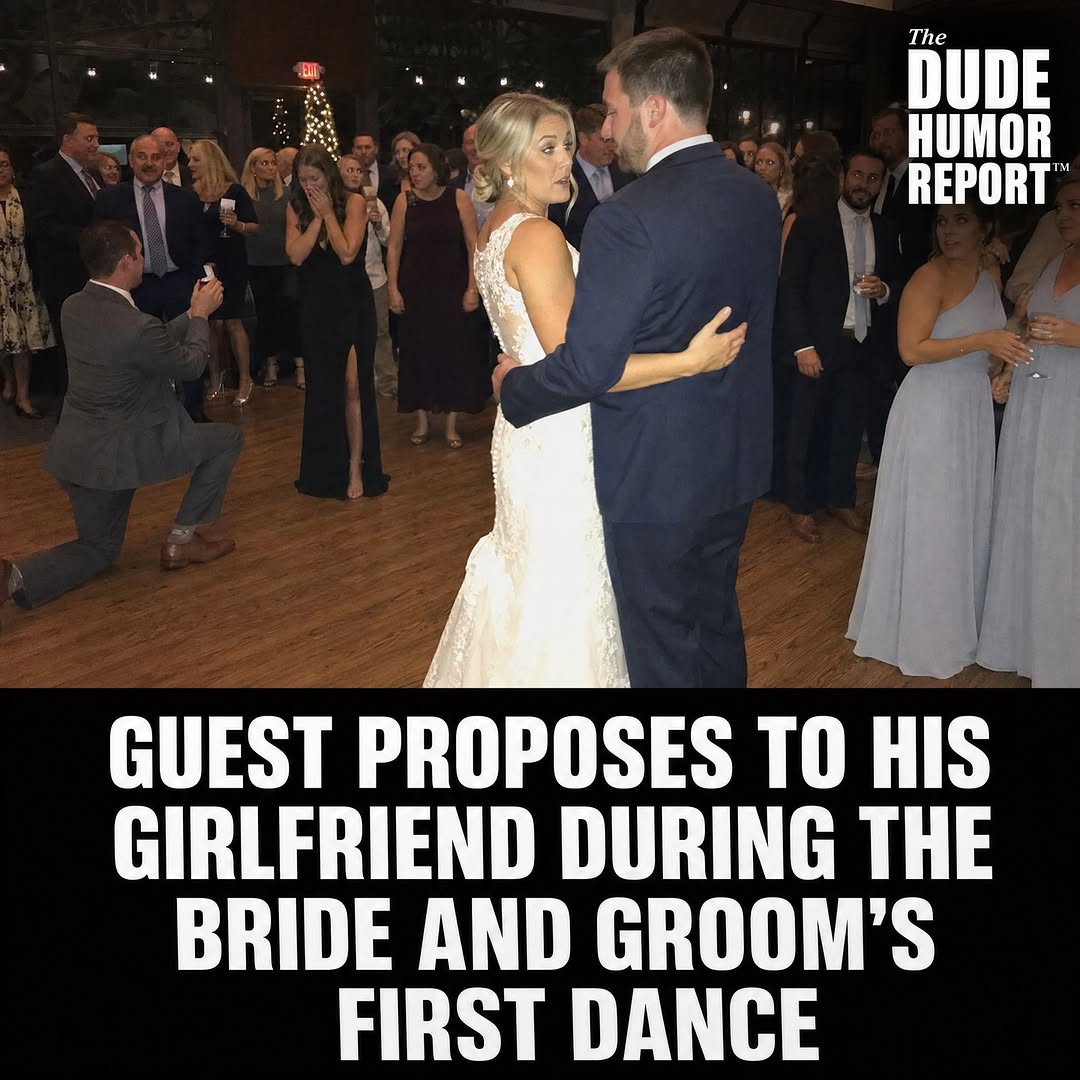 GUEST PROPOSES TO HIS GIRLFRIEND DURING THE BRIDE AND GROOM'S FIRST DANCE
