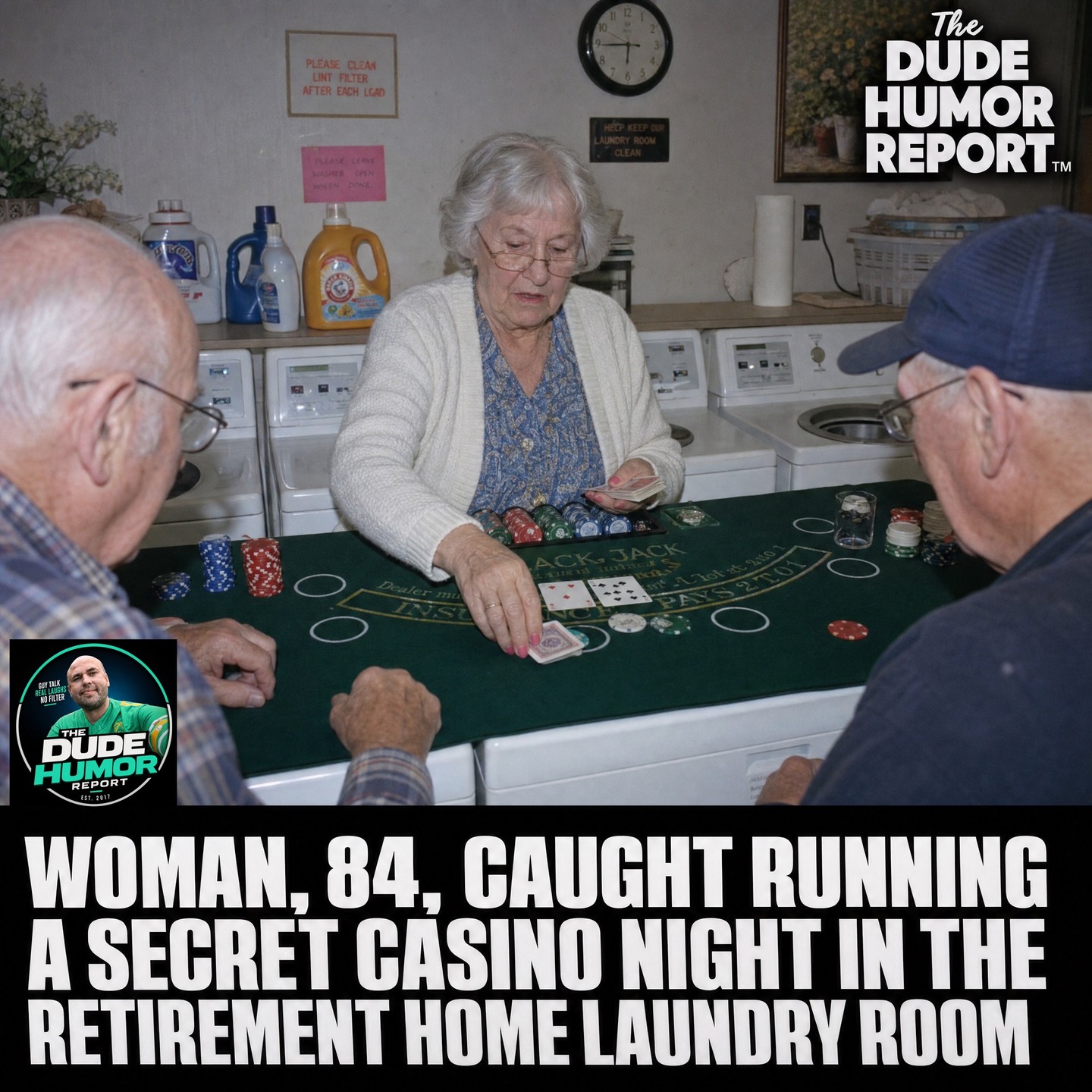 WOMAN, 84, CAUGHT RUNNING A SECRET CASINO NIGHT IN THE RETIREMENT HOME LAUNDRY ROOM