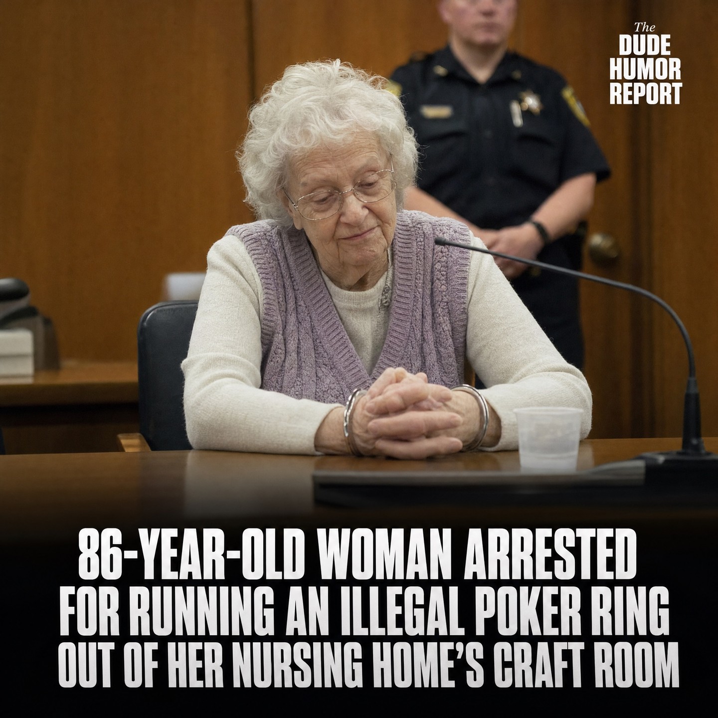 86-YEAR-OLD WOMAN ARRESTED FOR RUNNING AN ILLEGAL POKER RING OUT OF HER NURSING HOME'S CRAFT ROOM
