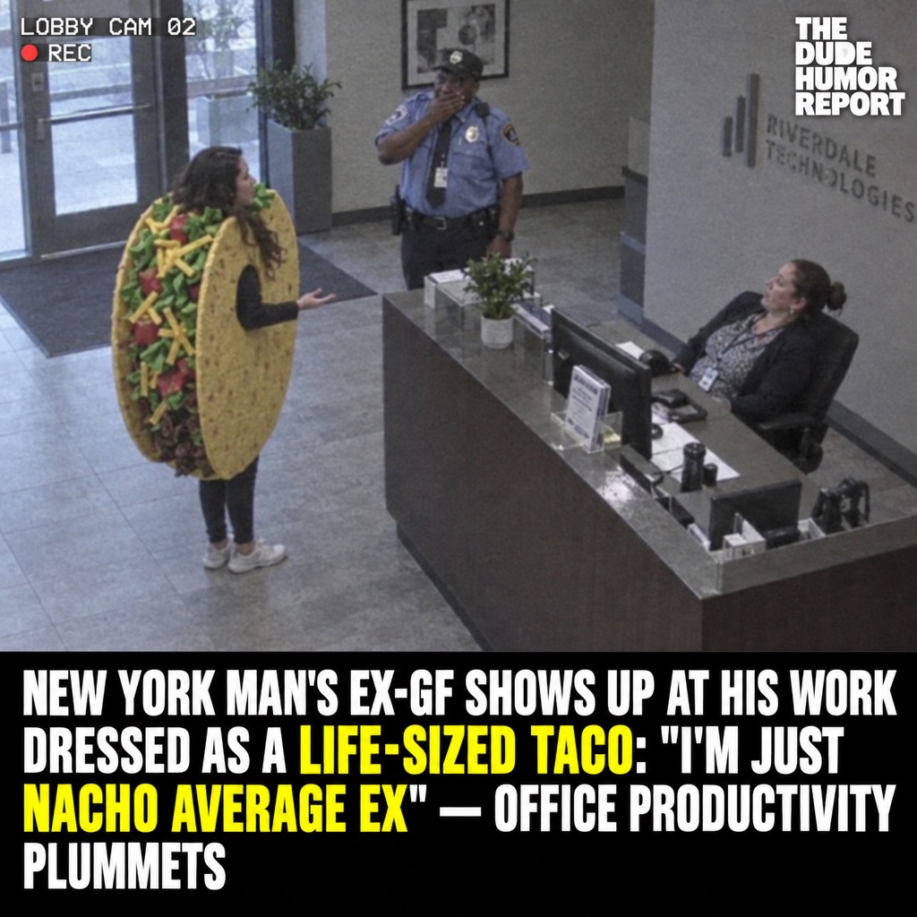 NEW YORK MAN'S EX ARRIVES AT HIS OFFICE DRESSED AS A LIFE-SIZED TACO