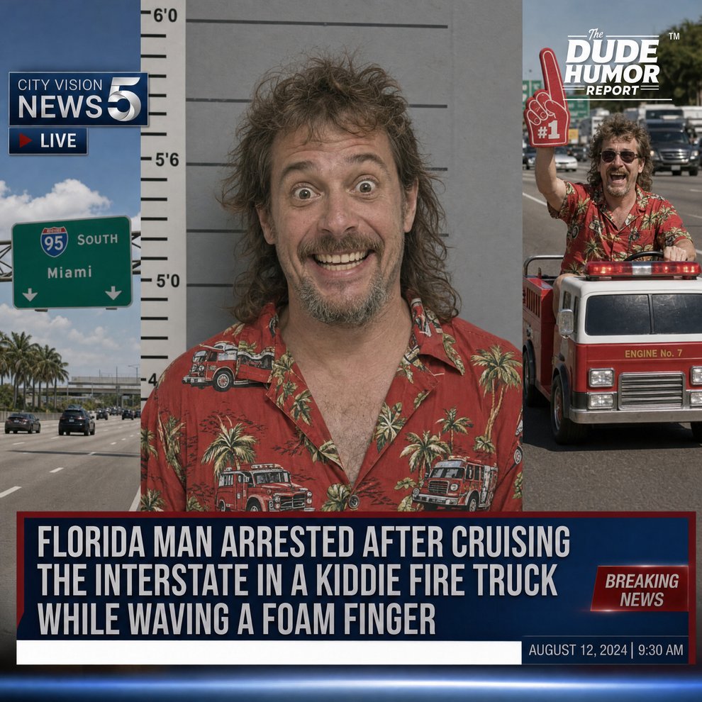 FLORIDA MAN ARRESTED AFTER LEADING A 12-MILE HIGHWAY PARADE IN A KIDDIE FIRE TRUCK