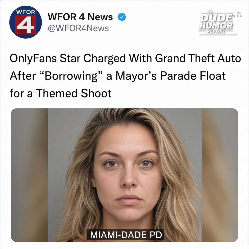 ONLYFANS STAR CHARGED WITH GRAND THEFT AUTO AFTER "BORROWING" A MAYOR'S PARADE FLOAT FOR A THEMED SHOOT