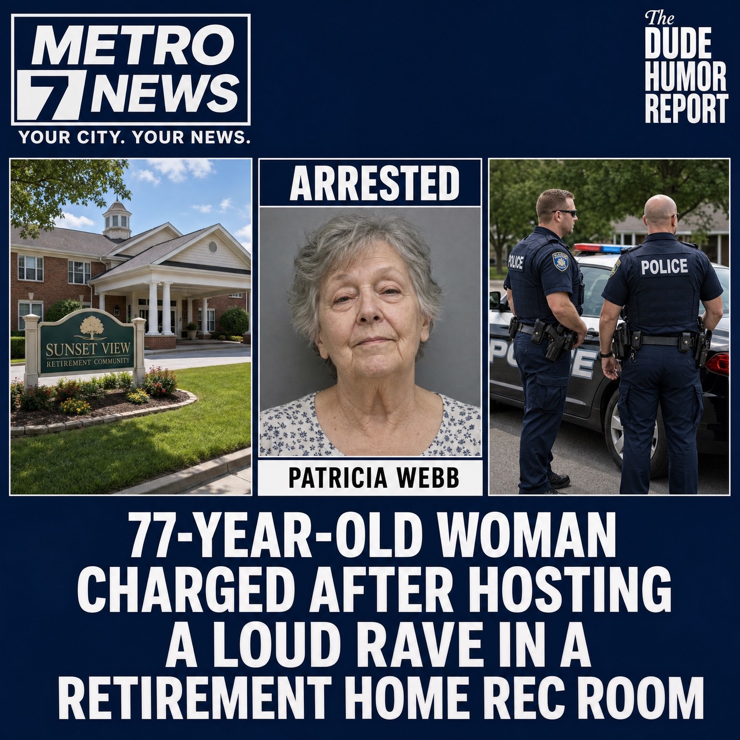 77-YEAR-OLD WOMAN CHARGED AFTER HOSTING A LOUD RAVE IN A RETIREMENT HOME REC ROOM