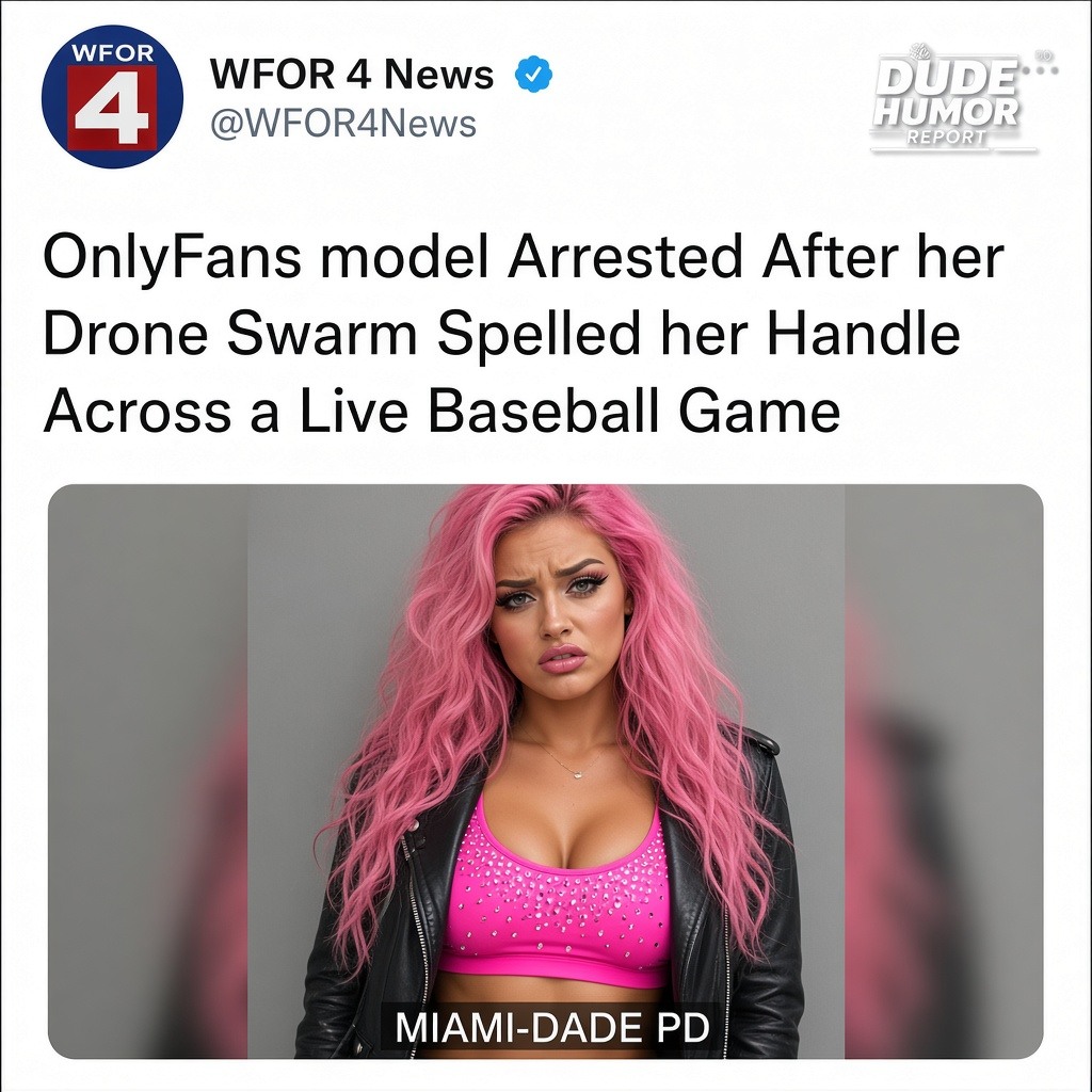 ONLYFANS MODEL ARRESTED AFTER HER DRONE SWARM SPELLED HER HANDLE ACROSS A LIVE BASEBALL GAME