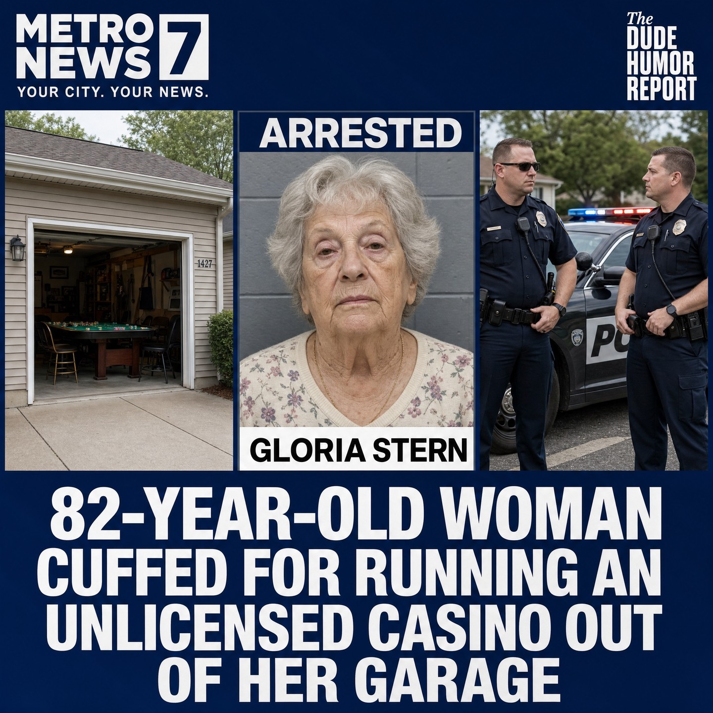 82-YEAR-OLD WOMAN CUFFED FOR RUNNING AN UNLICENSED CASINO OUT OF HER GARAGE