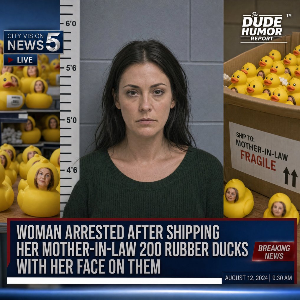 WOMAN ARRESTED AFTER MAILING 200 RUBBER DUCKS WITH HER FACE ON THEM TO HER MOTHER-IN-LAW, CLAIMS IT WAS "A HEARTFELT GIFT"