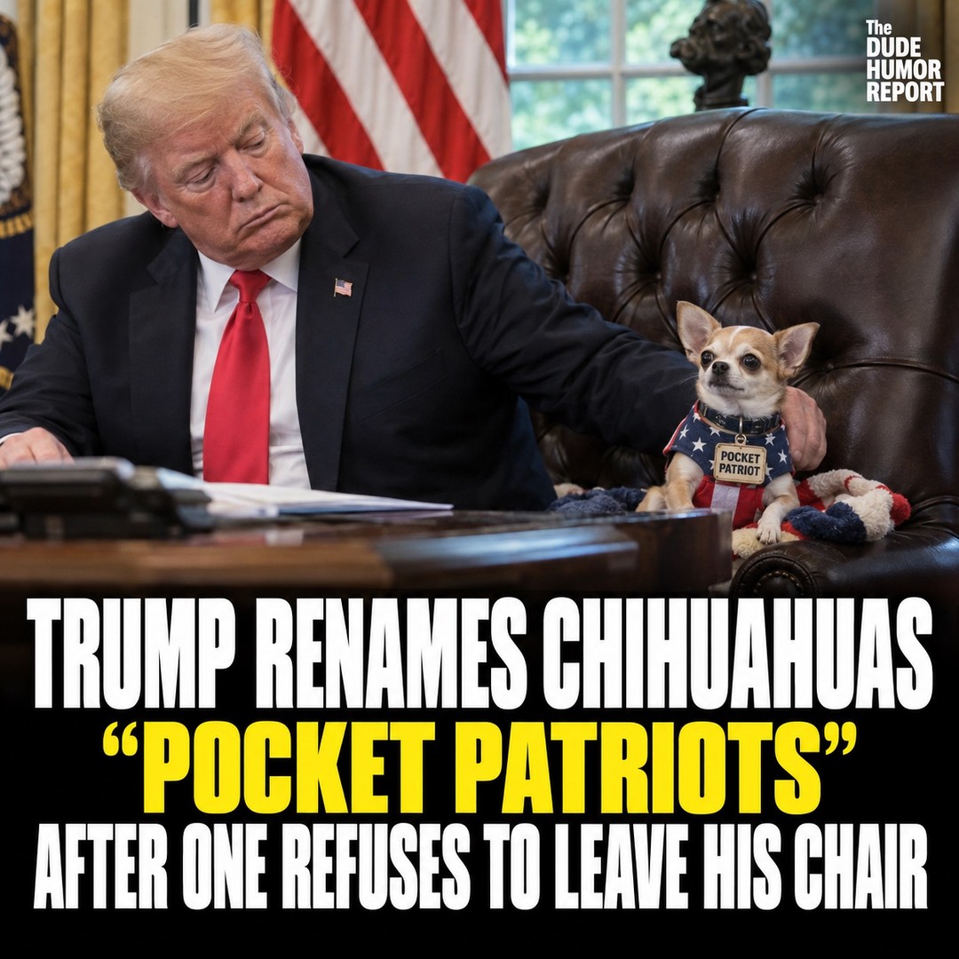 TRUMP RENAMES CHIHUAHUAS “POCKET PATRIOTS” AFTER ONE REFUSES TO LEAVE HIS CHAIR
