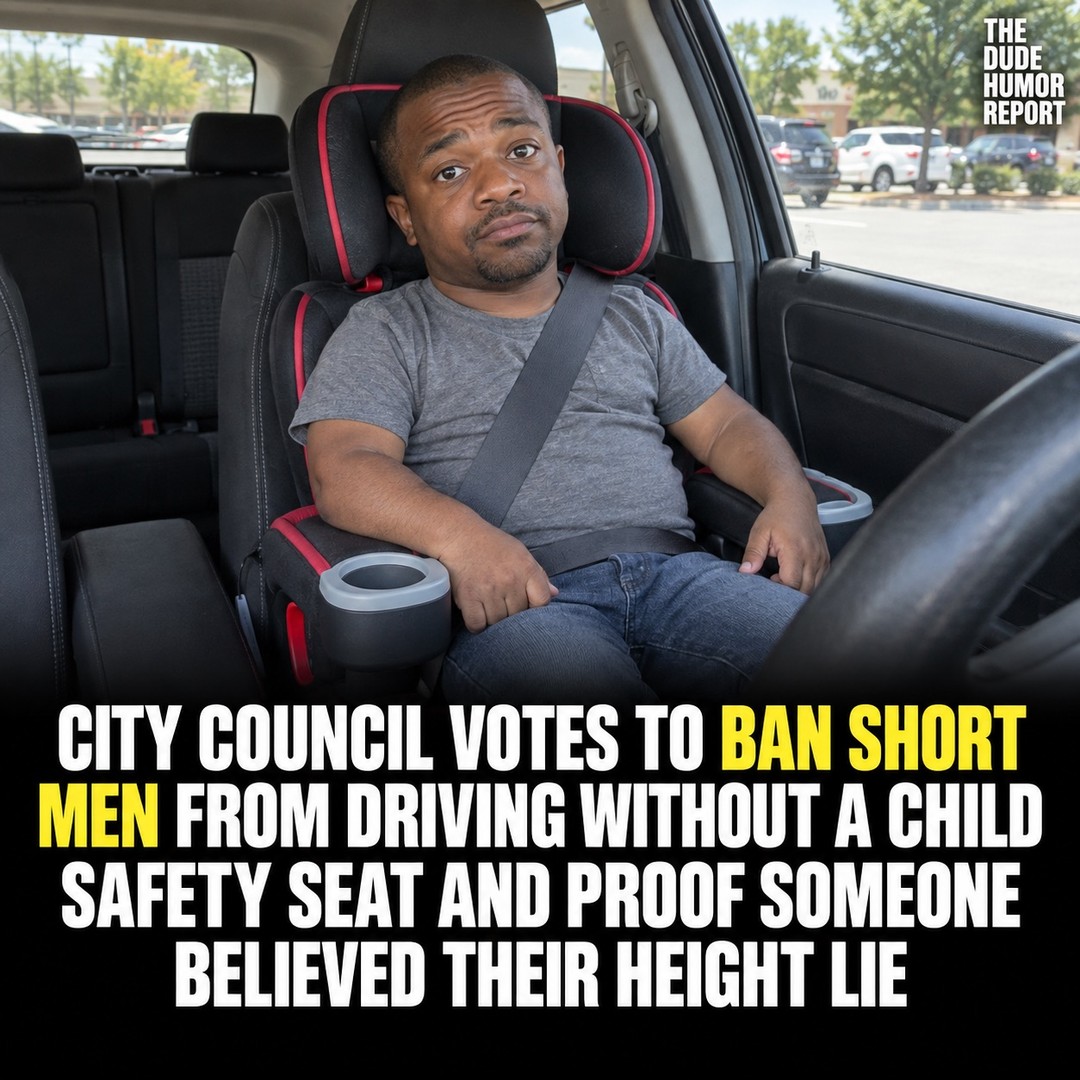 CITY COUNCIL VOTES TO BAN SHORT MEN FROM DRIVING WITHOUT A CHILD SAFETY SEAT AND PROOF SOMEONE BELIEVED THEIR HEIGHT LIE