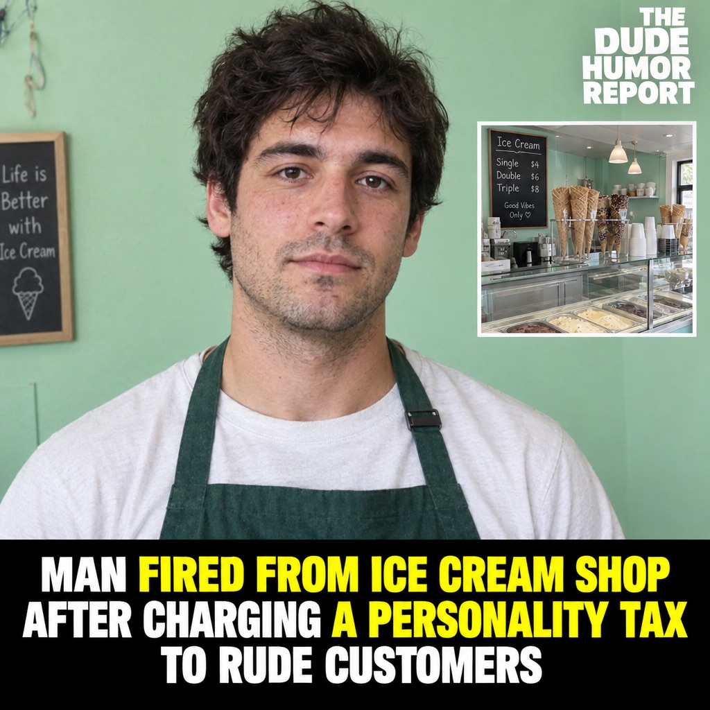 MAN FIRED FROM ICE CREAM SHOP AFTER CHARGING A PERSONALITY TAX TO RUDE CUSTOMERS