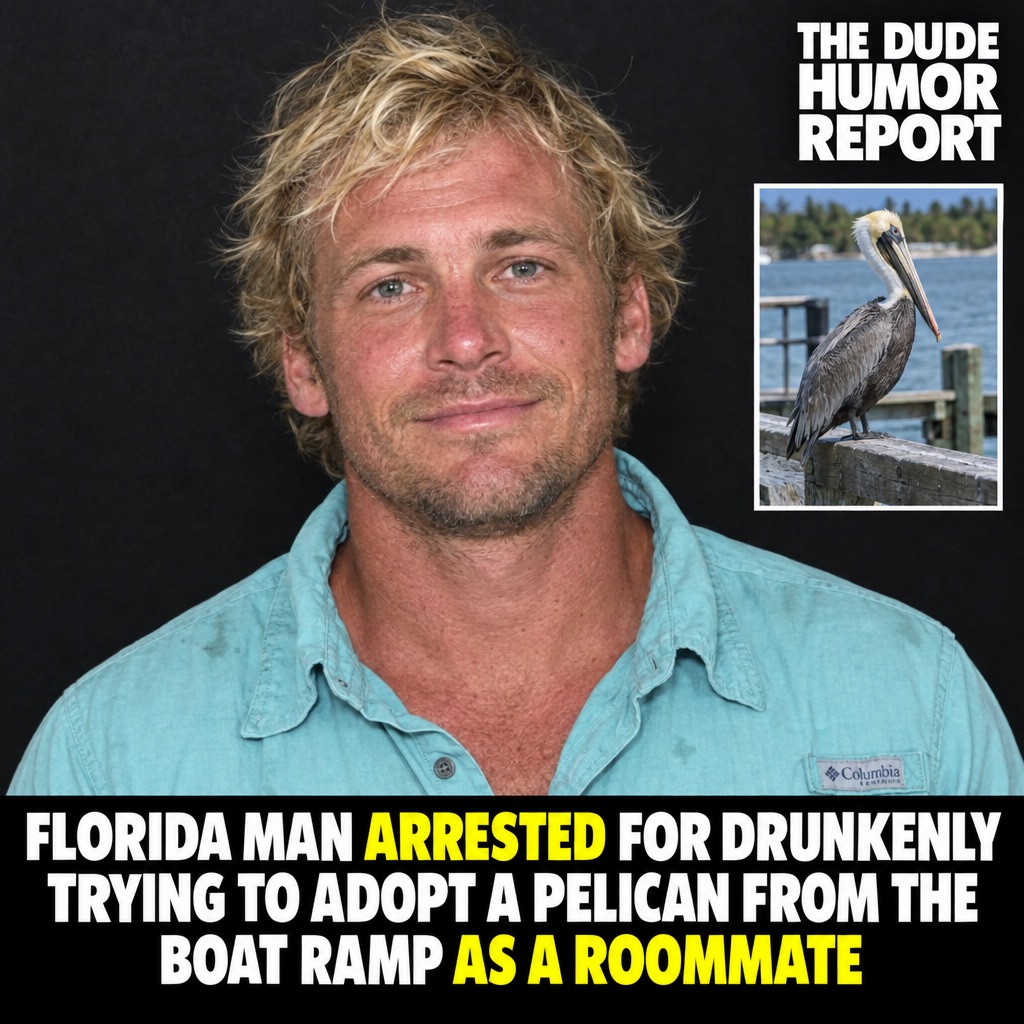 FLORIDA MAN ARRESTED FOR DRUNKENLY TRYING TO ADOPT A PELICAN FROM THE BOAT RAMP AS A ROOMMATE