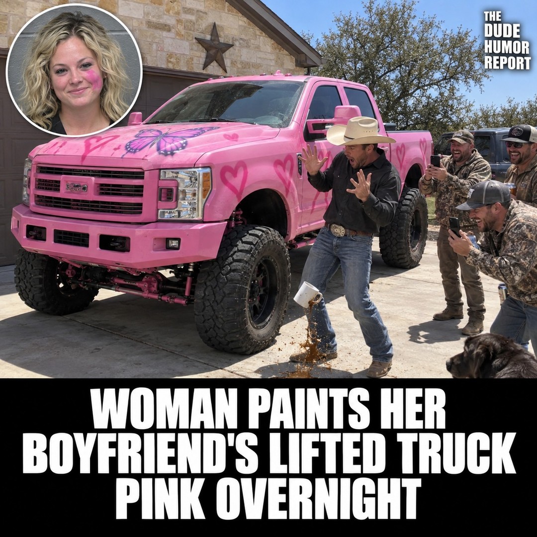 WOMAN PAINTS HER BOYFRIEND'S LIFTED TRUCK PINK OVERNIGHT