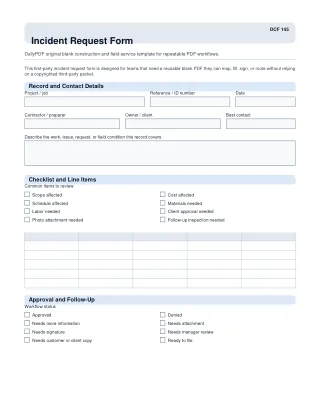 Incident Request Form fillable PDF first-page preview
