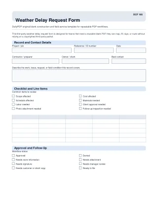 Weather Delay Request Form fillable PDF first-page preview