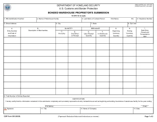 CBP 300 fillable PDF first-page preview of Bonded Warehouse Proprietor's Submission