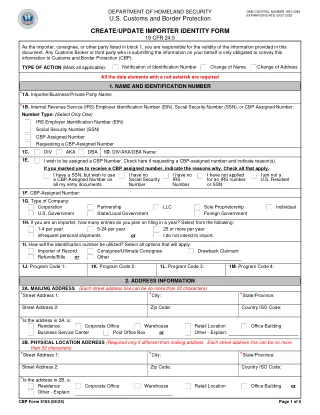 First page preview of CBP Form 5106 from the DullyPDF public form catalog.