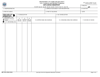 CBP 7509 fillable PDF first-page preview of Air Cargo Manifest