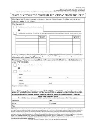 AIA 80 fillable PDF first-page preview of Power Of Attorney To Prosecute Applications Before The USPTO