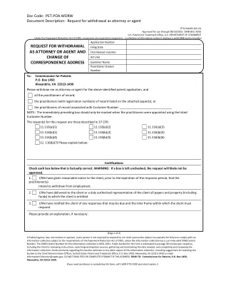 AIA 83 fillable PDF first-page preview of Request for Withdrawal as Attorney or Agent and Change of Correspondence Address