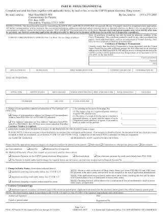 PTOL 85B fillable PDF first-page preview of Issue Fee Transmittal (Part B) of the Notice of Allowance and Fee(s) Due Form