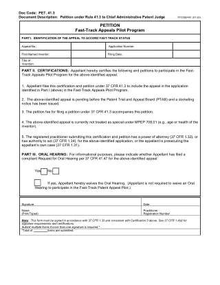 SB 451 fillable PDF first-page preview of Petition Fast-Track Appeals Pilot Program