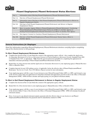 SF 3116 fillable PDF first-page preview of Phased Employment/ Phased Retirement Status Elections