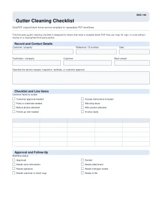 Gutter Cleaning Checklist fillable PDF first-page preview