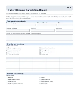 Gutter Cleaning Completion Report fillable PDF first-page preview