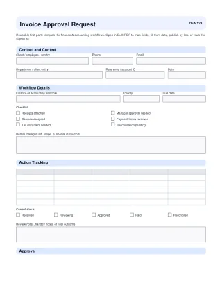 Invoice Approval Request fillable PDF first-page preview