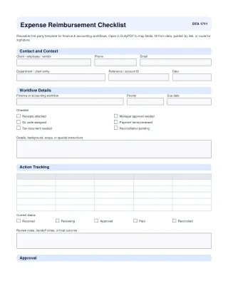 Expense Reimbursement Checklist fillable PDF first-page preview